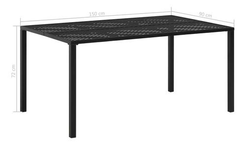 Mesa De Jardín Negra 59.1 X35.4 X28.3 Acero Color Negro