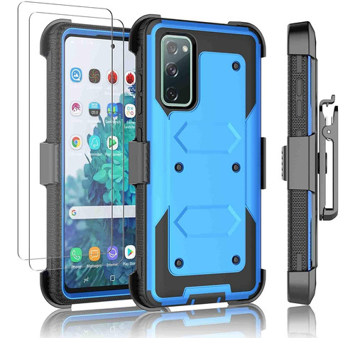 Funda Azul Para Galaxy S20 Fe Con 2 Protectores De Pantalla