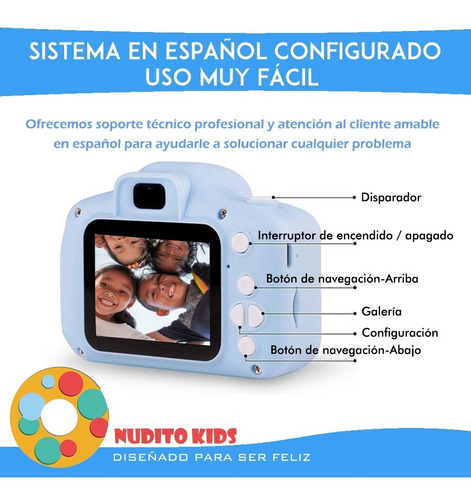 Cámara Para Niños Con Tarjetas Tf 32gb . Azul