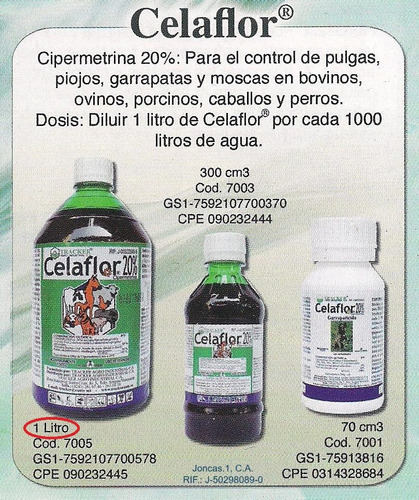 Celaflor® (antigarrapatas Y Moscas) 1 Lt, Precio Por Docena 