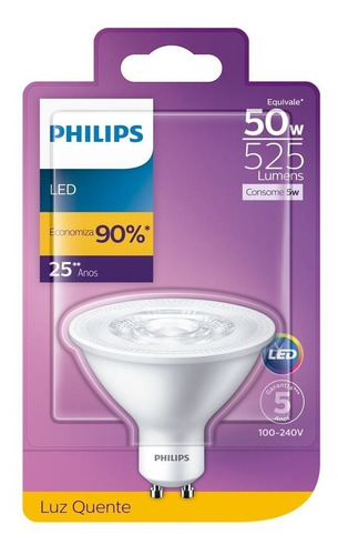 Lâmpada Led Ar70 5w Gu10 Amarela Bivolt Philips