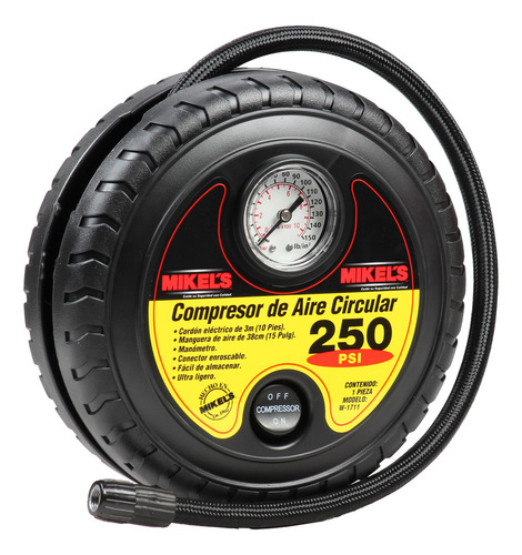 Compresor Aire 12v Circular 250psi Manómetro Mikels