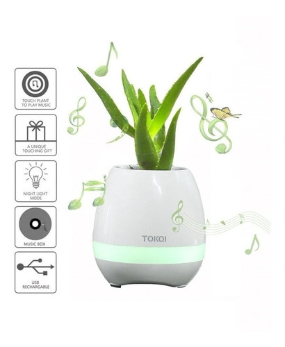 Imagen 3 de 6 de Maceta Magica Musical Luz Led Parlante Bluetooth Deco Nordic