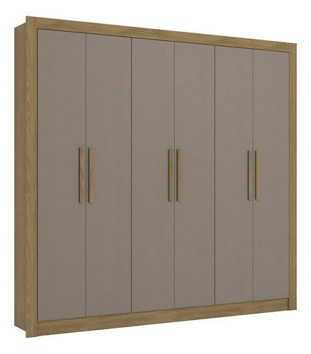 Guarda-roupa 6 Portas 2 Gavetas Em Mdp Nogueira/fendi Jc