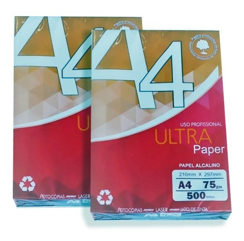 Kit 2 Pac Papel Sulfite A4 Ultra Paper Folha Sulfite 1000fl