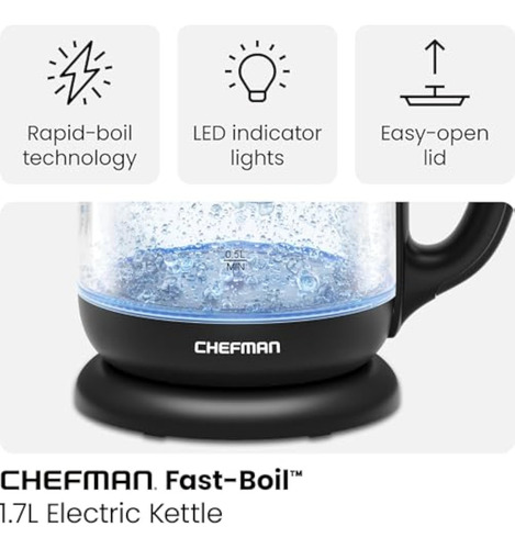 Tetera Con Jarra De Cristal Eléctrico De 1.7 Litros