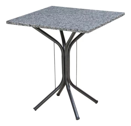 Mesa Jantar Quadrada 70cm Pedra Granito Base Isa Aço Cozinha