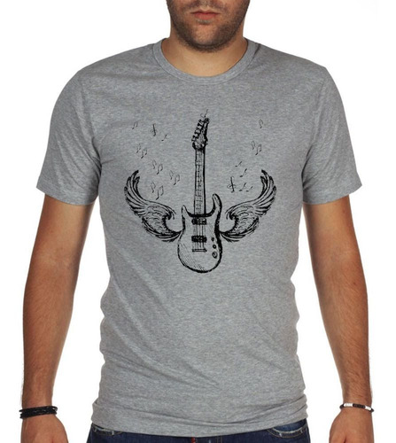 Remera De Hombre Guitarra Con Alas Volando Angel Musica