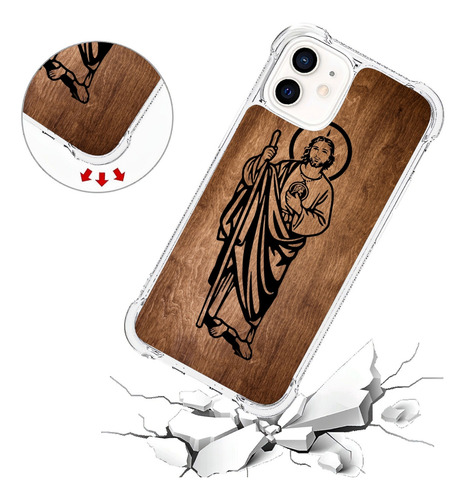 Funda San Judas Impresión Tipo Madera Para Iphone Y Samsung Iphone 12 Pro Max