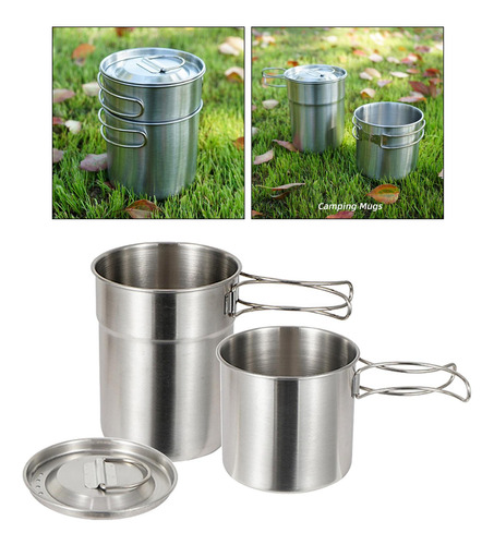 Kit De Tazas De Camping Portátil De 2 Piezas Con Asas