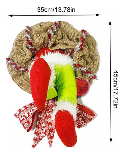 Corona De Felpa Navideña Grinch Para Decoración De Puerta