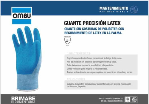 Guante Precisión Látex Ombu Antideslizante Certificado Iram