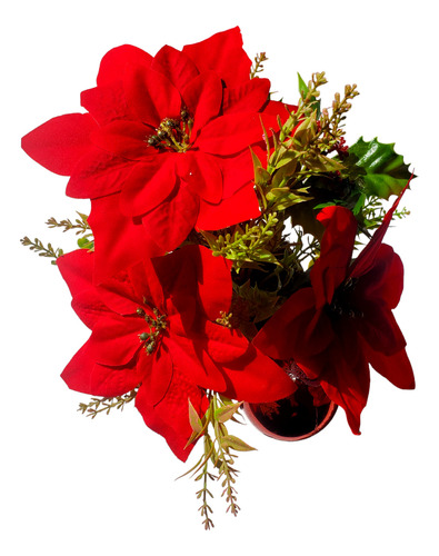 Nochebuenas Arreglo Artificial Floral Navideño Rojo 1 Pza