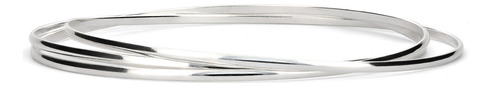 Brazalete Triple Aro De Plata 925 Pr_br_003 Color Plateado Diámetro 7 Cm Largo 0 Mm
