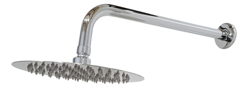 Ducha Redonda Cromada Em Inox 20 Cm Braço 38 Cm De Parede