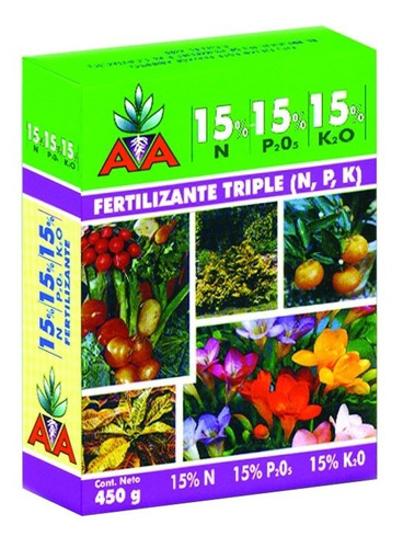 Fertilizante Triple 15. Caja 450 Grs.