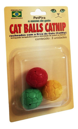 Brinquedo Cat Balls Com Catnip 3 Unidades Pet Pira