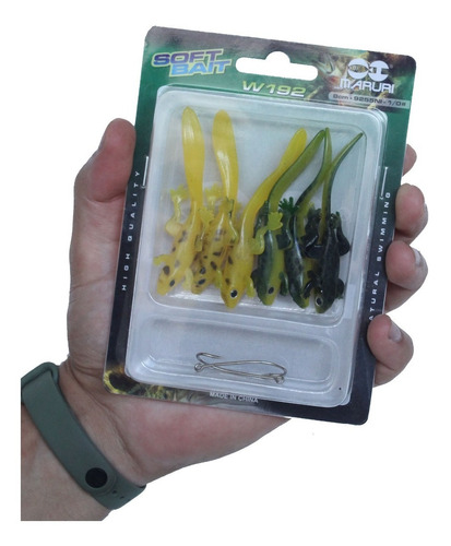 6 Isca Artificial Pesca Maruri Soft Grub Silicone + 2 Anzol Cor A