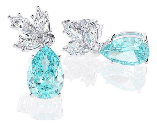 Aretes Azul Brillantes Piedras Cristal Elegantes Pendientes