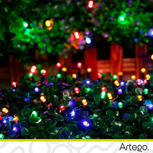 Luces Serie 200 Led Color Luz Multicolor Color Cable Verde Artego Interior Exterior Decoración Navidad Árbol Navidad Eventos Bodas Led Christmas String Lights Waterproof 8 Modos Uso Temporizador