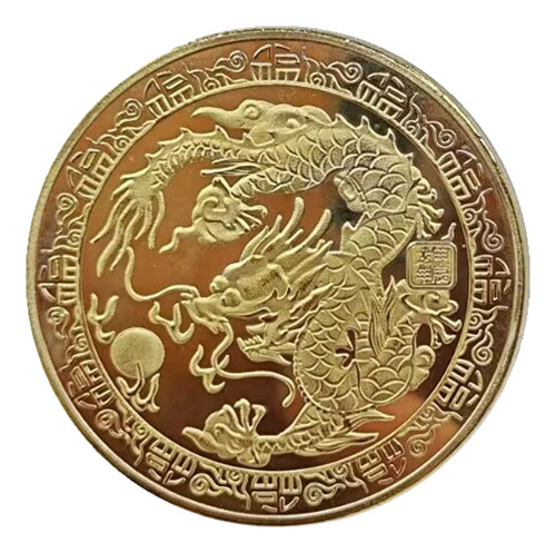 Moneda De Oro De La Suerte Del Dragón Moneda De Desafío Conm