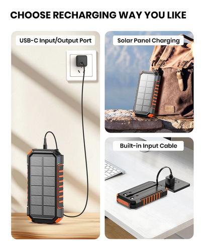 Banco De Energía Solar Hiluckey 27000 Mah Con 15 W Pd Qc 3.0
