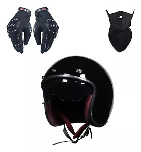 Scooter Retro Casco De Moto Cafe Racer Style Con Cara Abiert