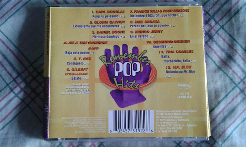 Remember Pop Hits - Cd Exitos De Los 60's & 70's Rareza (Usado)