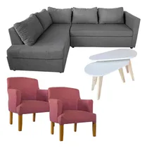 Comprar Juego De Living Sillon Esquinero + Mesa Combo + Materas X2 Catalogo En Las Fotos