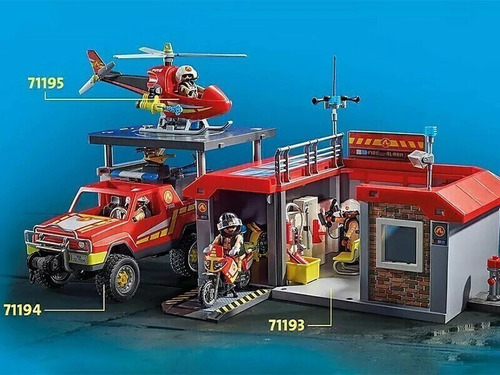 Playmobil Estación De Bomberos Moto 2 Figuras +60pcs 71193 Estación Bomberos