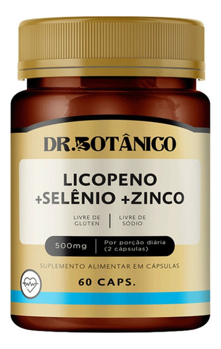 Licopeno + Selênio + Zinco 500mg 60 Cápsulas Dr. Botânico Sabor Sem Sabor