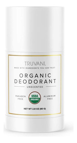 Truvani Desodorante Orgnico Sin Aluminio, Sin Fragancia, Des