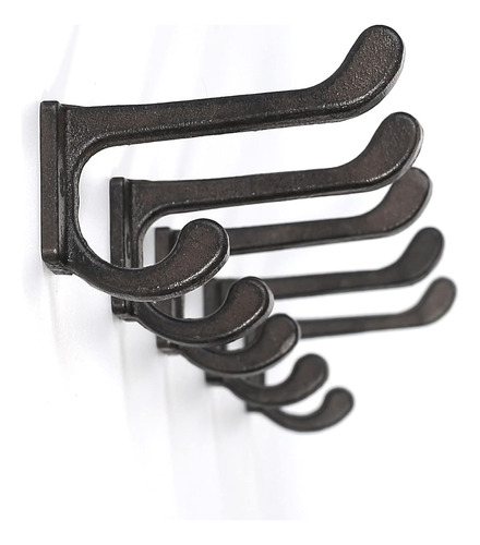 5 Pack Decorative Cast Iron Heavy Duty Double Hooks, Wall Aa