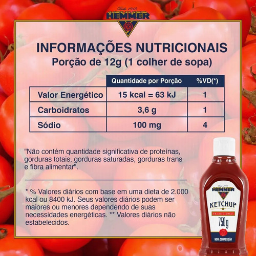Ketchup Tradicional Hemmer Squeeze 750g
