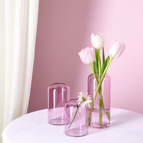 Conjunto De 6 Jarrones De Cristal Rosa Para Flores