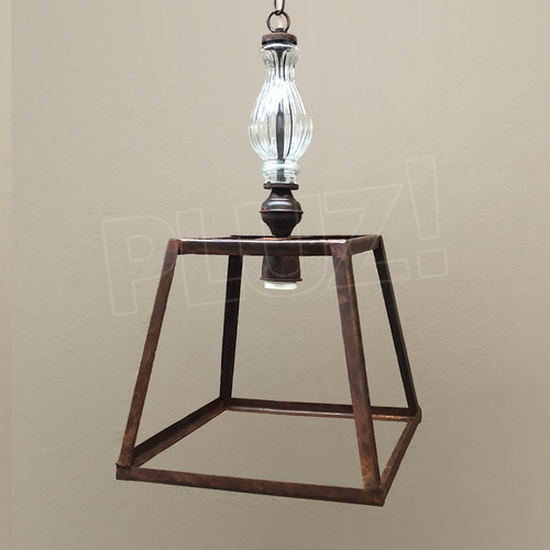 Imagen 9 de 10 de Lámpara Colgante Pirámide Prisma 1 Luz C/vidrio Hierro Óxido