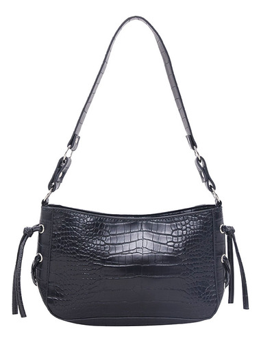 Bandolera Mujer Croco Negro Corona