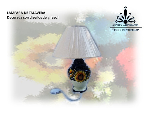 Lampara De Talavera Con Diseños De Girasol