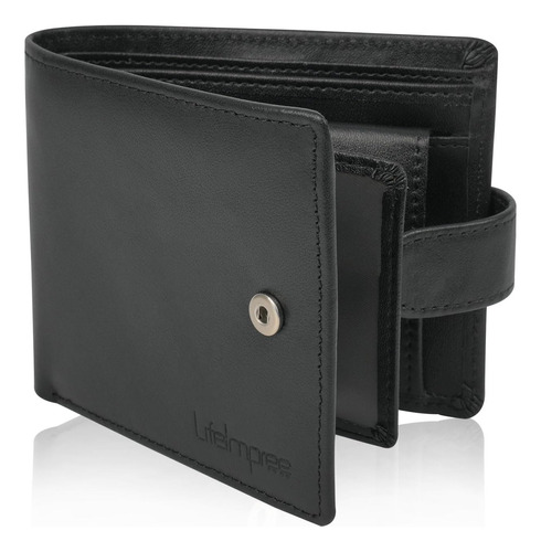 Lifeimpree Cartera De Cuero Genuino Para Hombre, Negro (blac