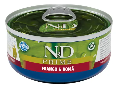 Ração Úmida Farmina N&D Gatos Filhotes Frango Romã 70g Lata