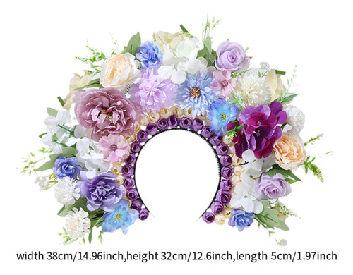 Kit De Diadema De Diadema De Flores Artificial De Púrpura
