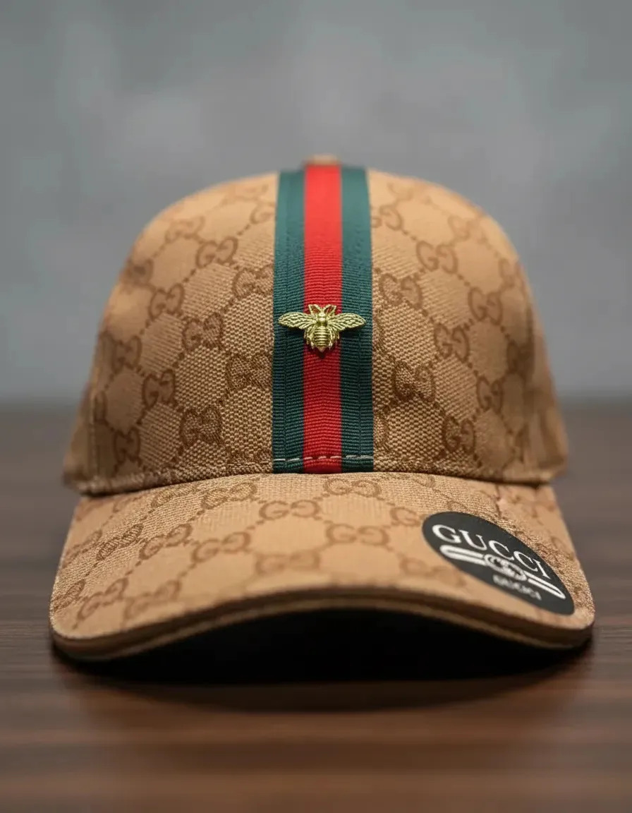 Boné Gucci Aba Curva Luxo Ajustável Influencer 2026 Marrom Un Listras