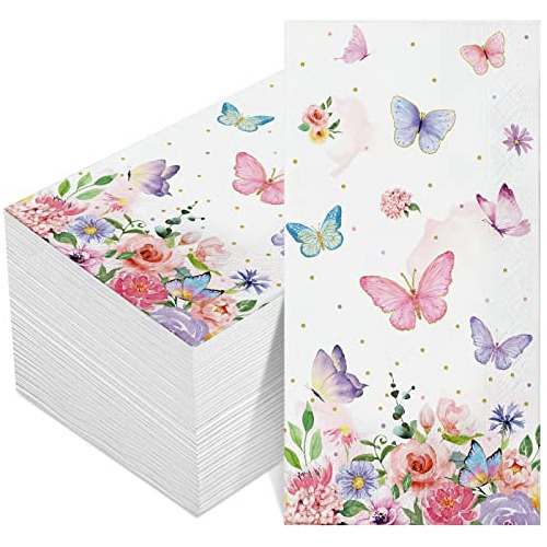 100 Piezas De Servilletas De Mariposa Rosa - Toallas De...