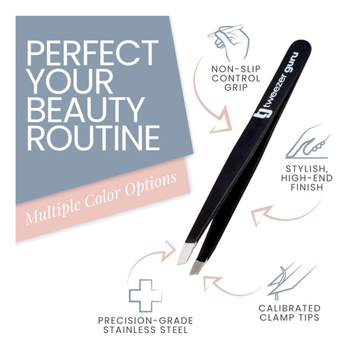 Tweezers Tweezer Guru Slant Pointed Precision Black Para Muj