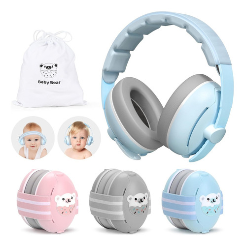 Kit De Orejeras Para Ruido Antiruido Bebe Protector Auditivo Color Azul