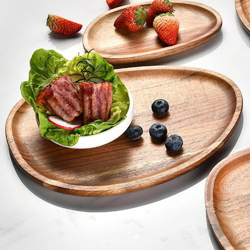 Plato De Postre De Madera, Plato De Frutos Secos, Comida Par