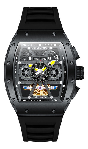 Reloj Automático De Goma Guanqin Skeleton Tourbillon Sapphir