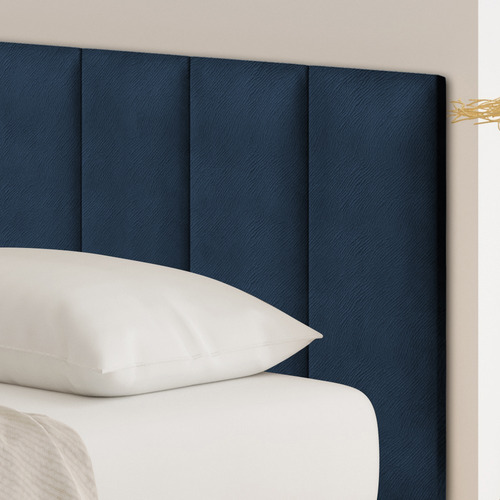 Placa Cabeceira Em Módulos Estofados 60x20 Colar Na Parede Cor Azul