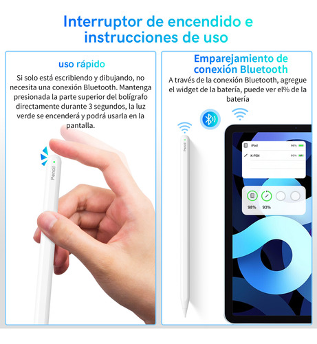 Lápiz Óptico Para iPad Con Carga Inalámbrica & Rechazo Palma