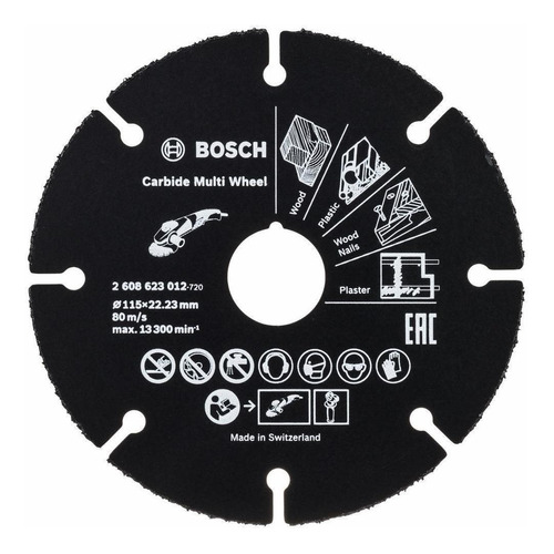Disco Amoladora Para Corte Madera Y Plástico Bosch 115 Mm